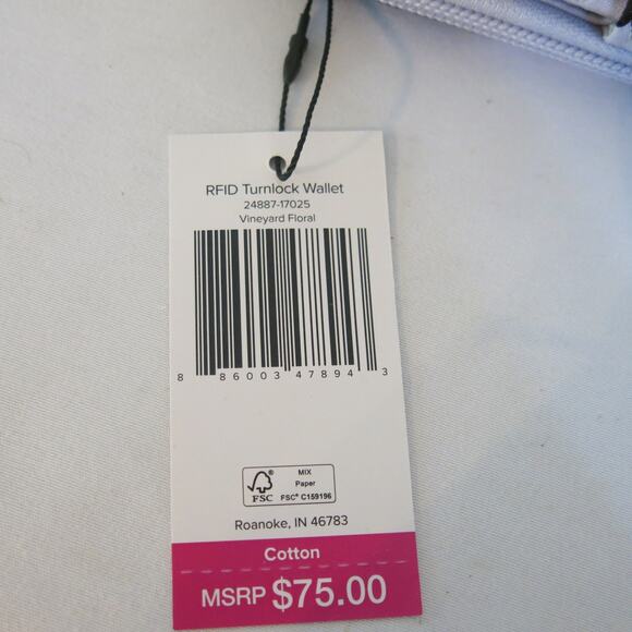 VERA BRADLEY *NWT*  Smartphone Wristlet Wallet Vineyard Floral Turnlock Purple - Picture 12 of 12